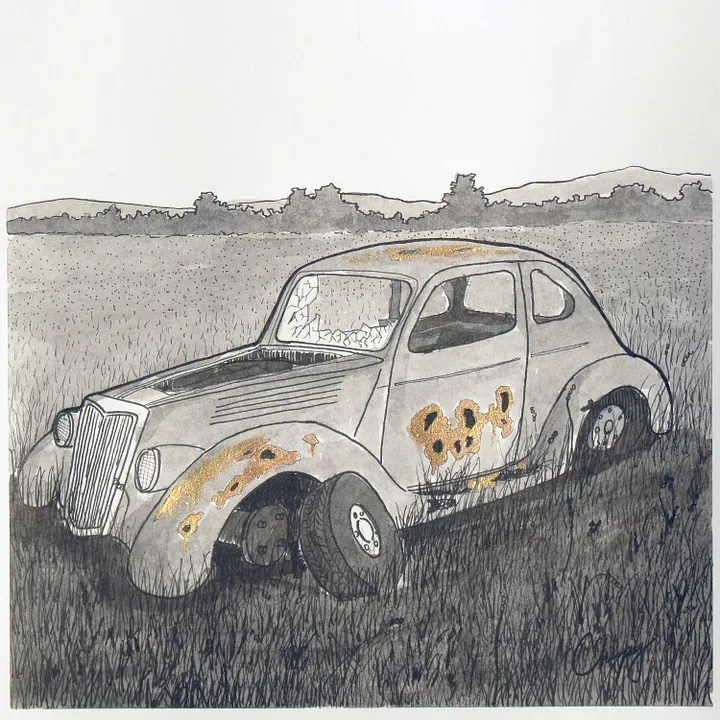 Abandoned Car - Original Drawing product image (2)