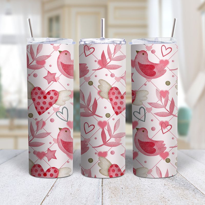 Hearts On Wings Skinny Tumbler Wrap