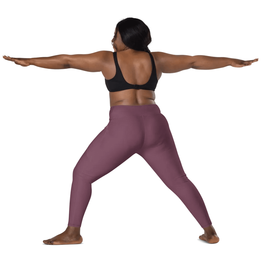 Plain Deep Purplish Red Soft Summer Women's High Waisted Premium Crossover Leggings with Pockets by Treasure Pie product image (12)