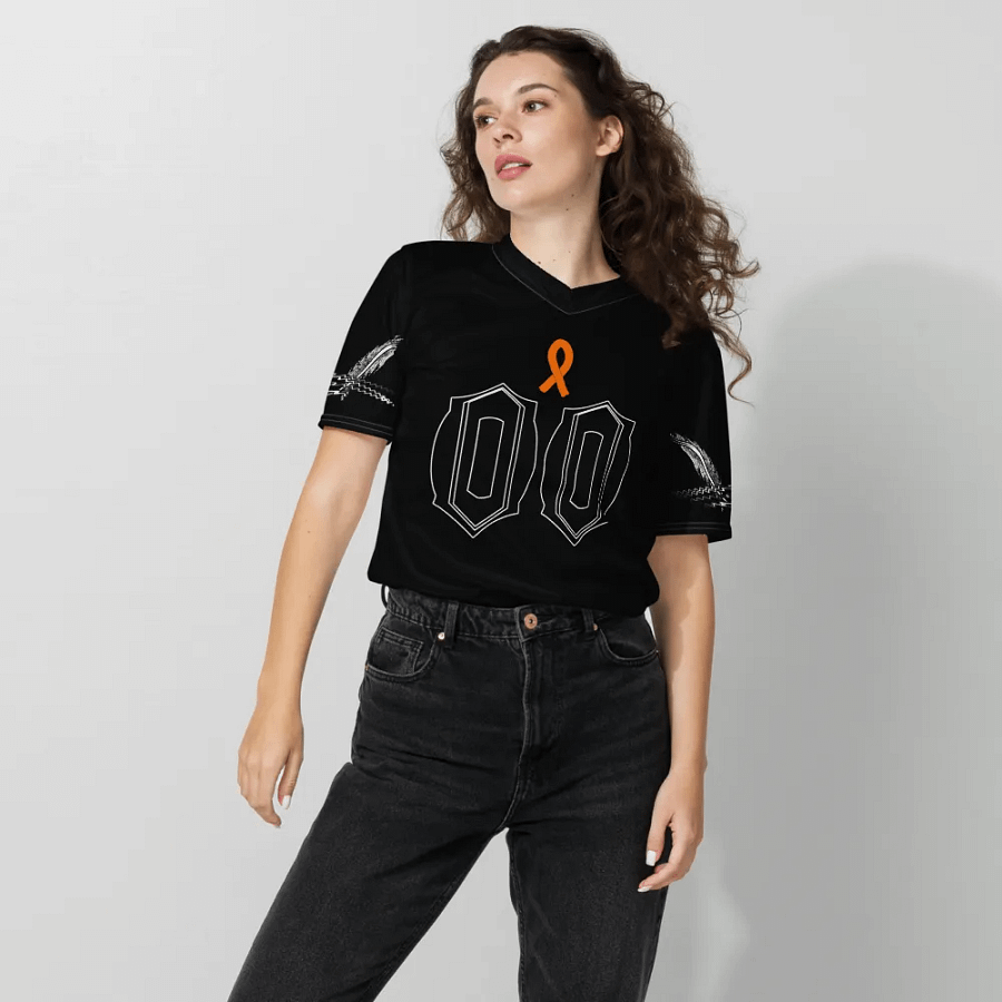 Cancer Awareness - Orange Ribbon - Black - Recycled Unisex Sports Jersey - White HApex Gear White Logo product image (8)