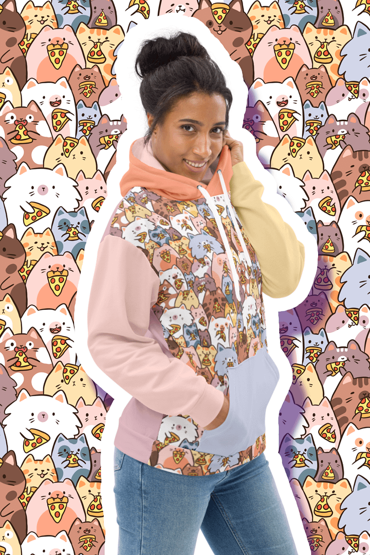 Whimsical Cat Pizza Party All-Over Hoodie product image (1)