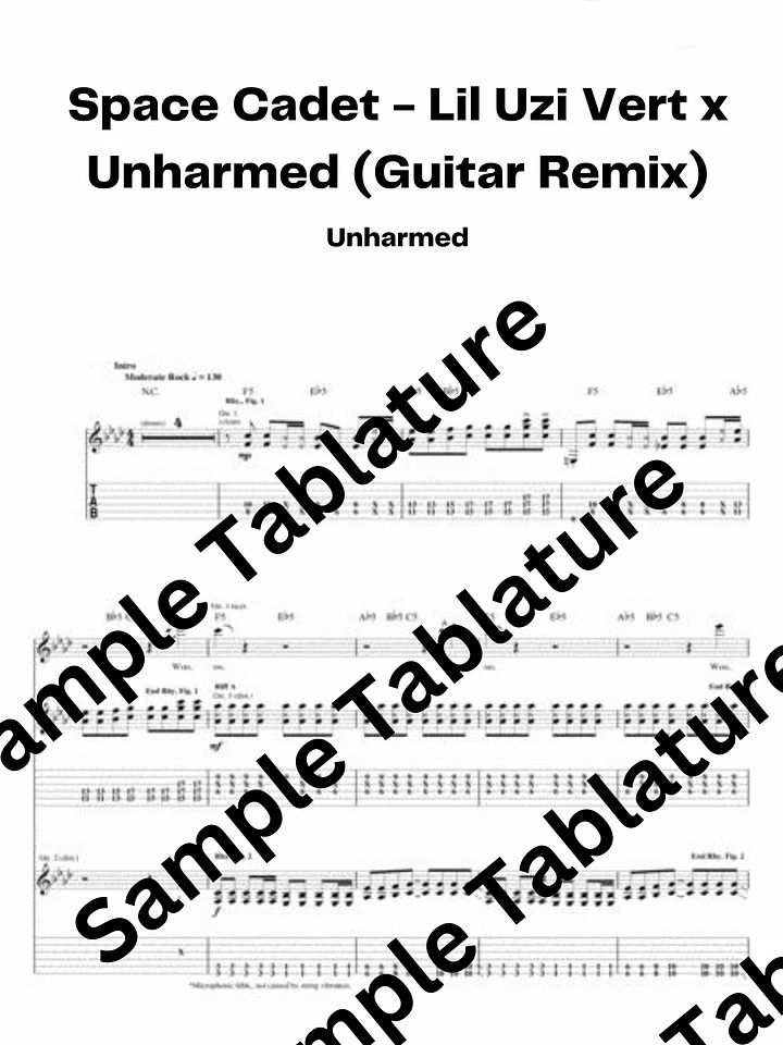 Space Cadet - Lil Uzi Vert x Unharmed (Guitar Remix) Guitar Tablature product image (1)