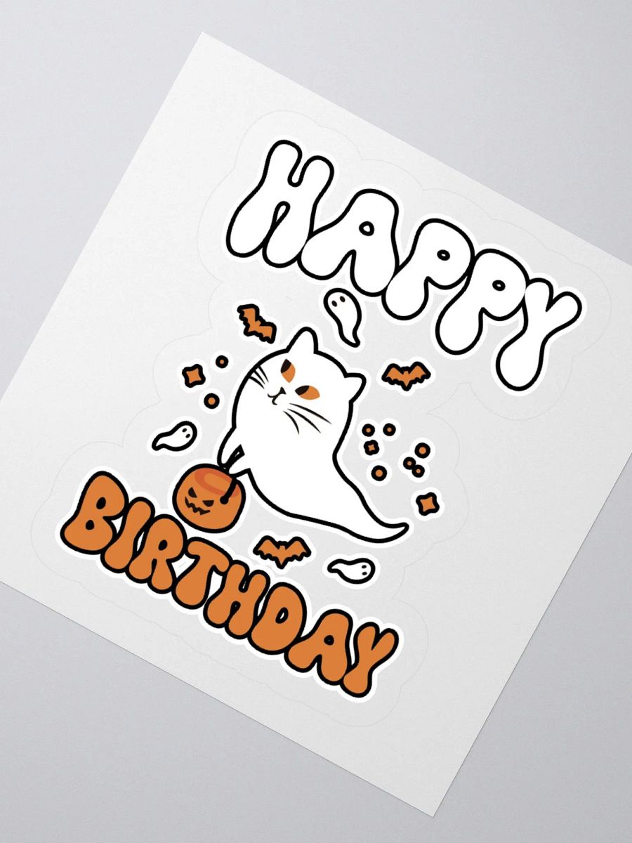 Happy Birthday (Cat Ghost Halloween) Sticker product image (2)