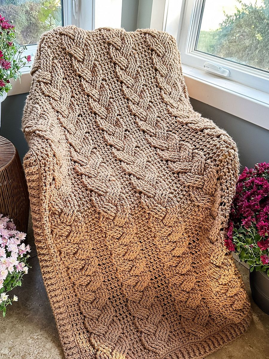 Cozy Cottage Cable Throw Crochet Pattern product image (2)