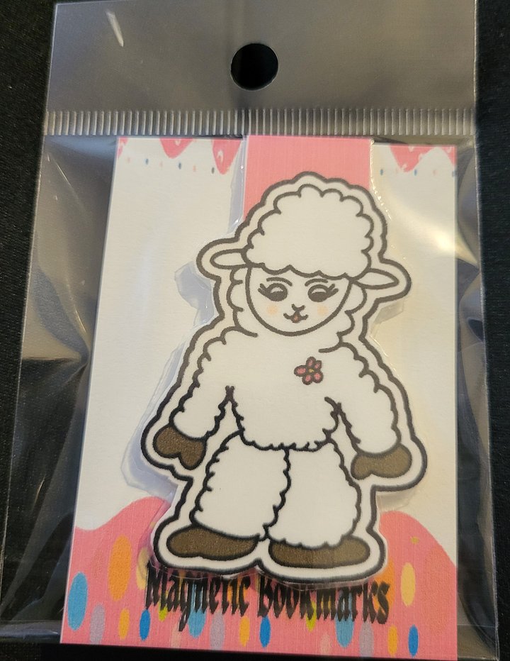 Cute Cartoon Lambie Cut Out Magnetic Laminated Bookmark for Farm Animal Lovers product image (1)