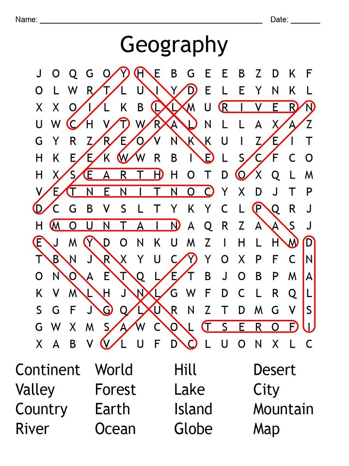Printable 2nd Grade Geography Word Search product image (2)