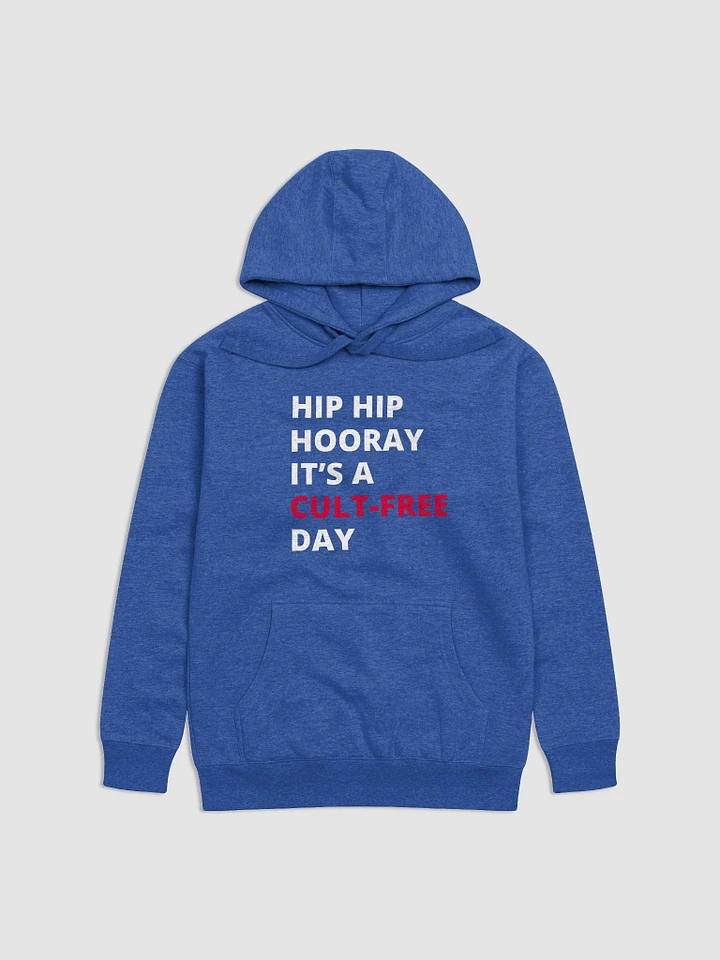 Hip Hip Hooray It's a Cult-Free Day Hoodie - Blue product image (1)