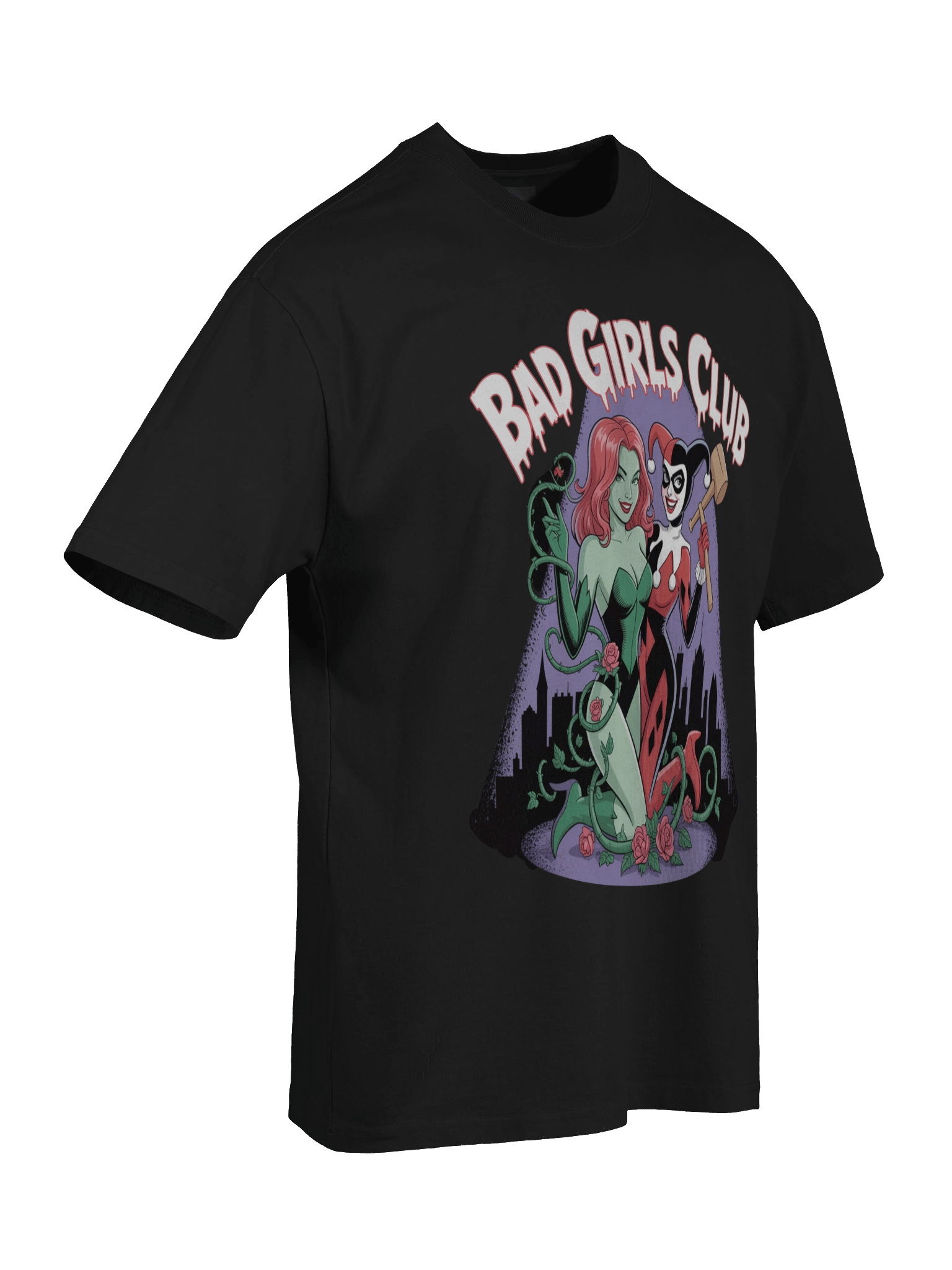 Shadow Sirens: Harley Quinn & Poison Ivy Bad Girls Club Oversized Faded T-Shirt product image (8)
