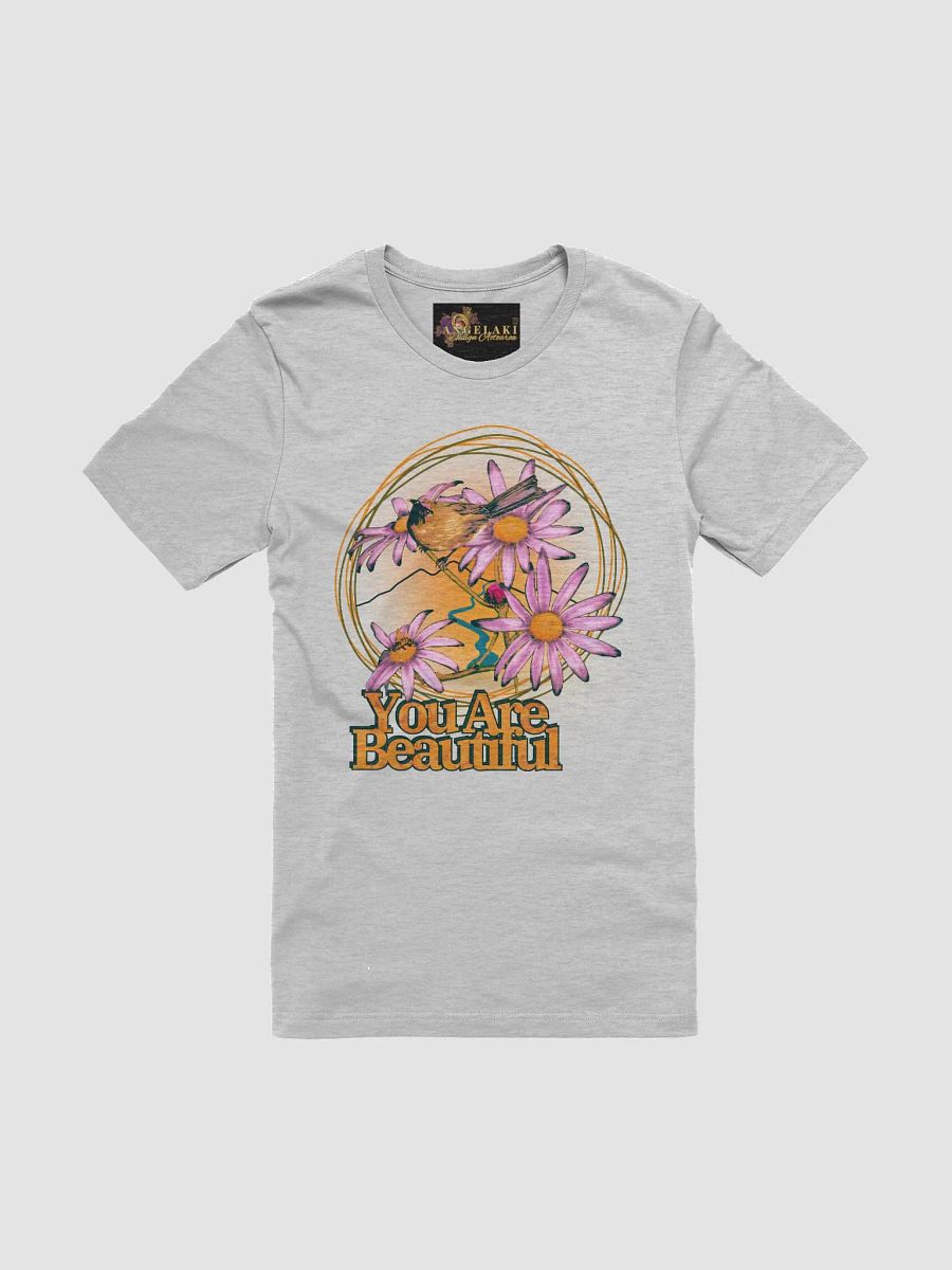 Unisex Kinship - You are Beautiful - Daisy and Bellbird 60s vibe Tee (Heather version shirts) product image (5)