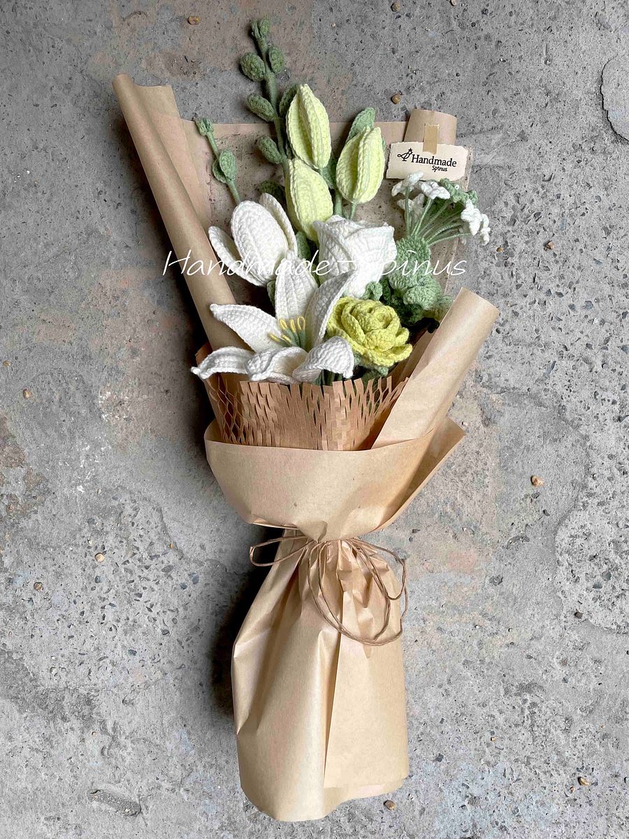 Green-Summer-Morning Fresh Lily Crochet Knit Bouquet product image (4)