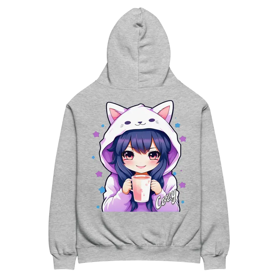 Cozy Kawaii Anime Girl - Premium Hoodie - Athletic Heather - Back Printed Design product image (3)