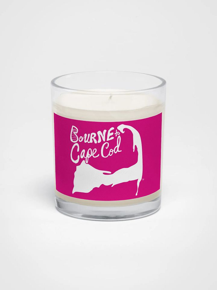 BOURNE to Cape Cod™ | Beach Vibes Candle | Unscented Soy Wax in Glass Jar | White Logo on Vibrant Pink product image (1)