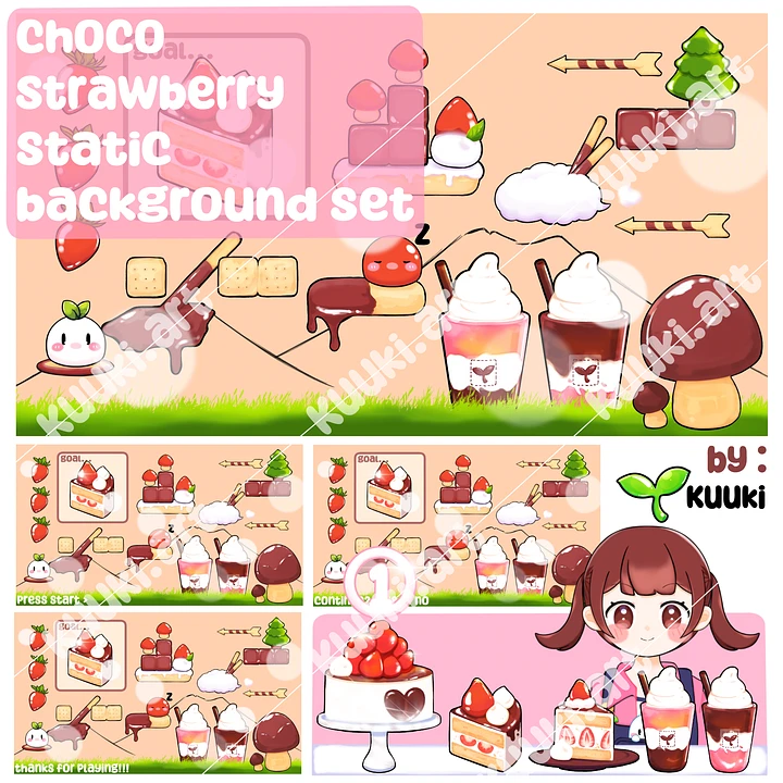 [Static Background + Items Set] Choco Strawberry 🍫🍓 product image (1)