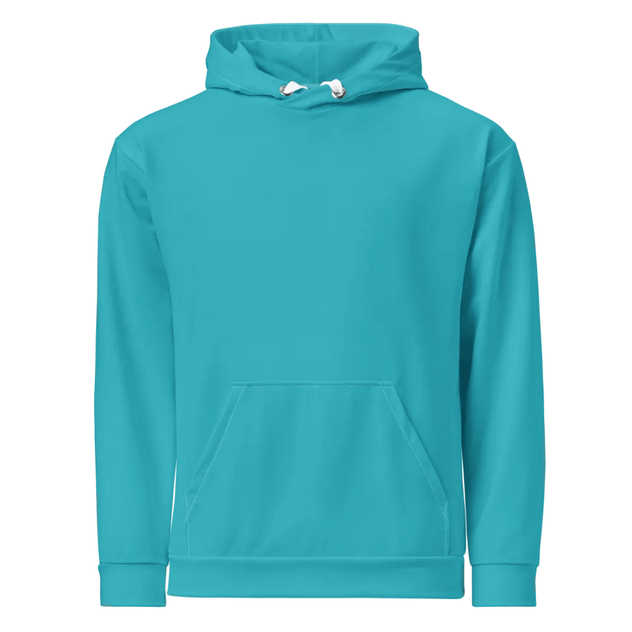 Plain Turquoise Blue Light Summer Unisex Recycled Polyester Heavyweight Premium Hoodie by Treasure Pie product image (11)