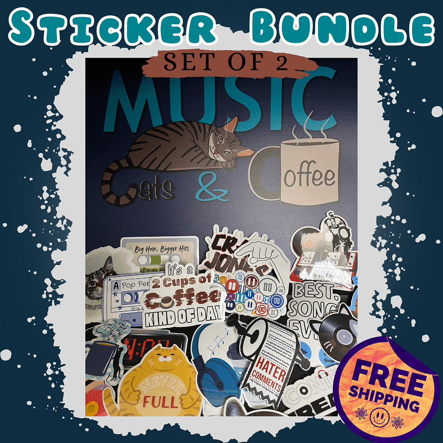 Music, Cats, and Coffee Sticker Bundles! Set of 2 product image (1)