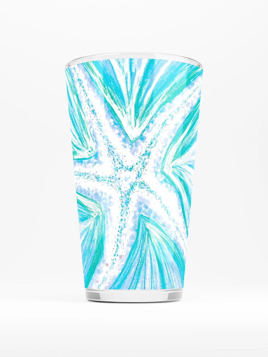 Bright Cyan Starfish | Shaker Pint Glass | by Monique Faella Designs™ | Sip in Splashy Style 💙🌊🍹 product image (1)