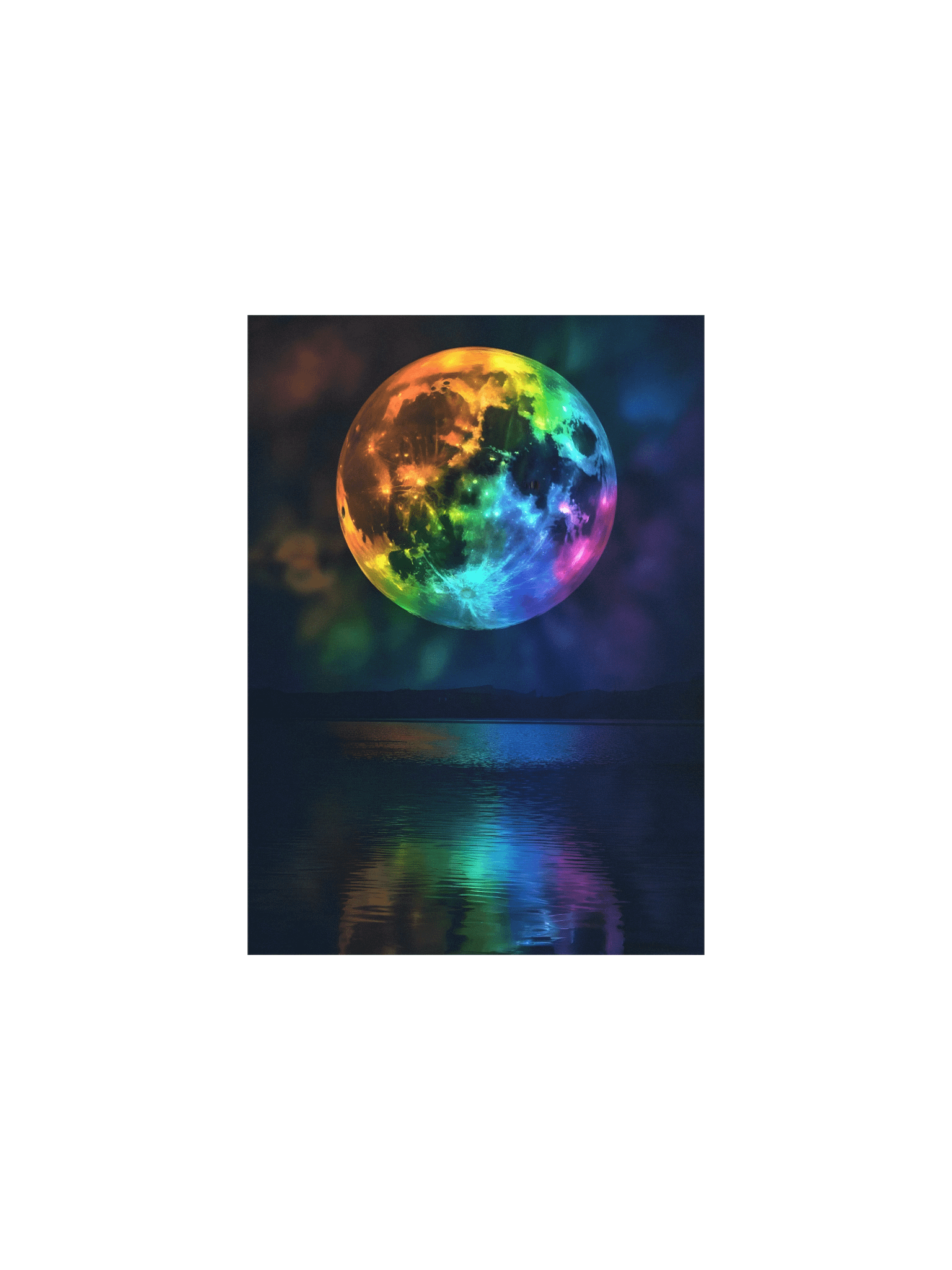 Rainbow Moon Poster – Cosmic Spiritual Celestial Wall Art product image (2)