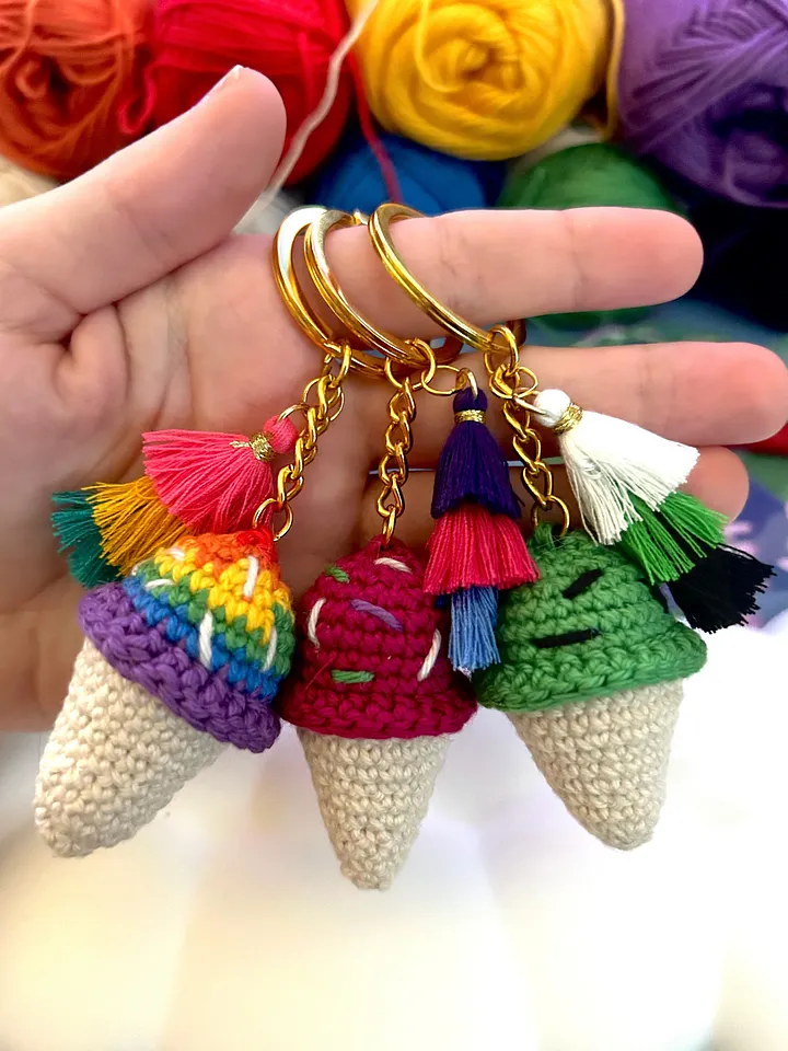 Custom Crochet Ice Cream Cone Keychain product image (1)