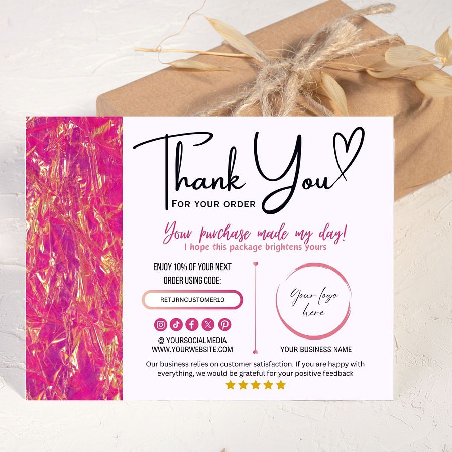 Pink Marigold - Thank You Card Template product image (3)