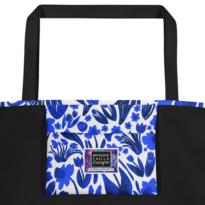 Spring Garden | Royal Blue Florals on White | Tote Bag by Monique Faella Designs™ product image (2)