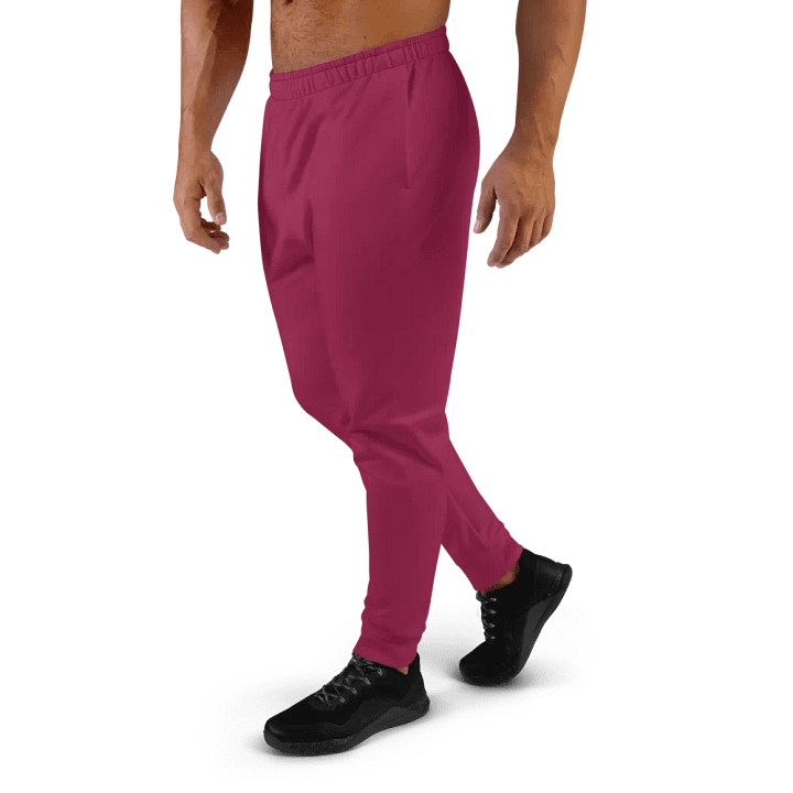 Plain Dark Red True Summer Recycled Polyester Premium Men's Joggers by Treasure Pie product image (2)