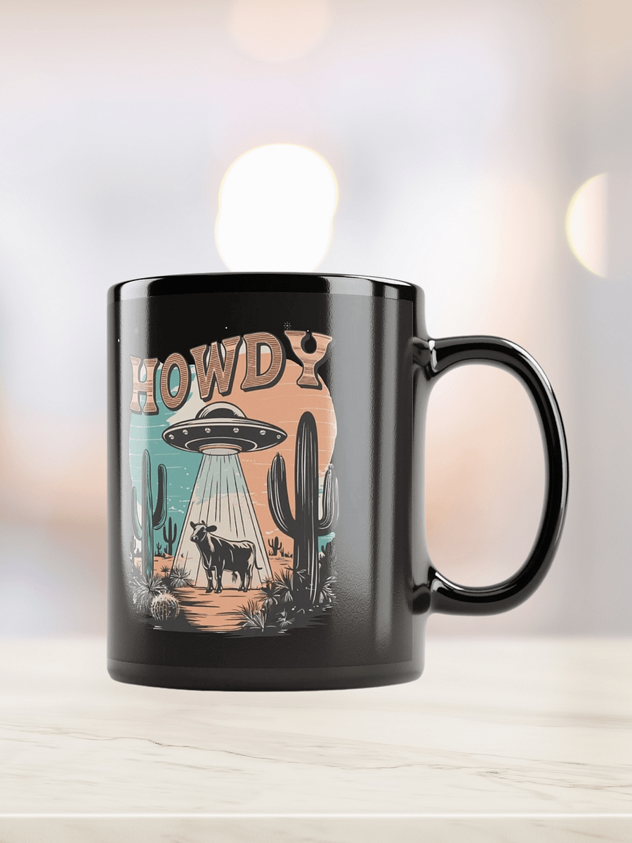 "Howdy-UFO" black glossy mug product image (7)