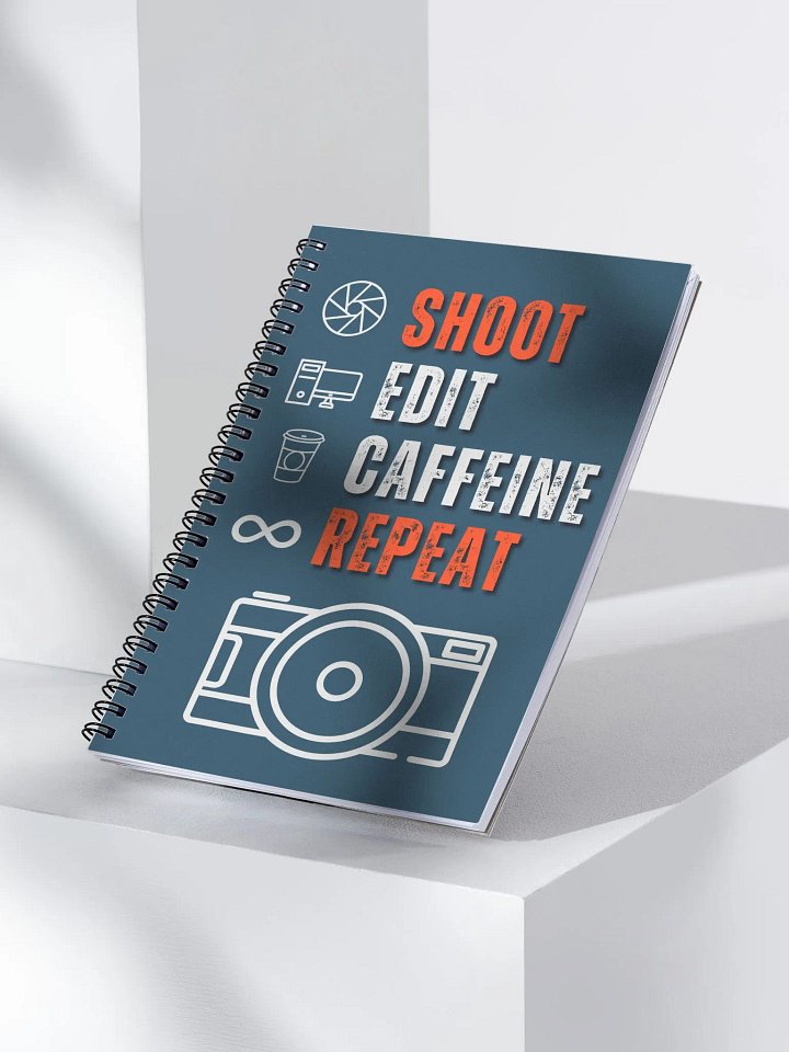 Shoot Edit Caffeine Repeat Spiral Notebook product image (1)