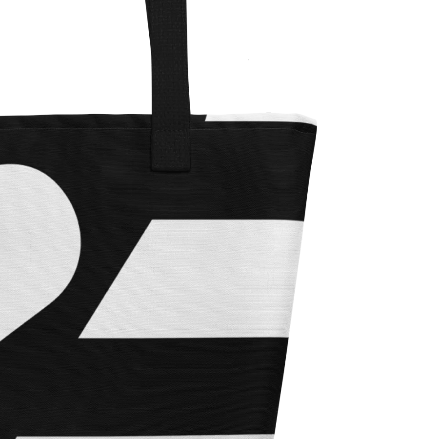 Black and White Big Squares/All-Over Print Large Tote Bag w/ Pocket by Sublicolor product image (2)