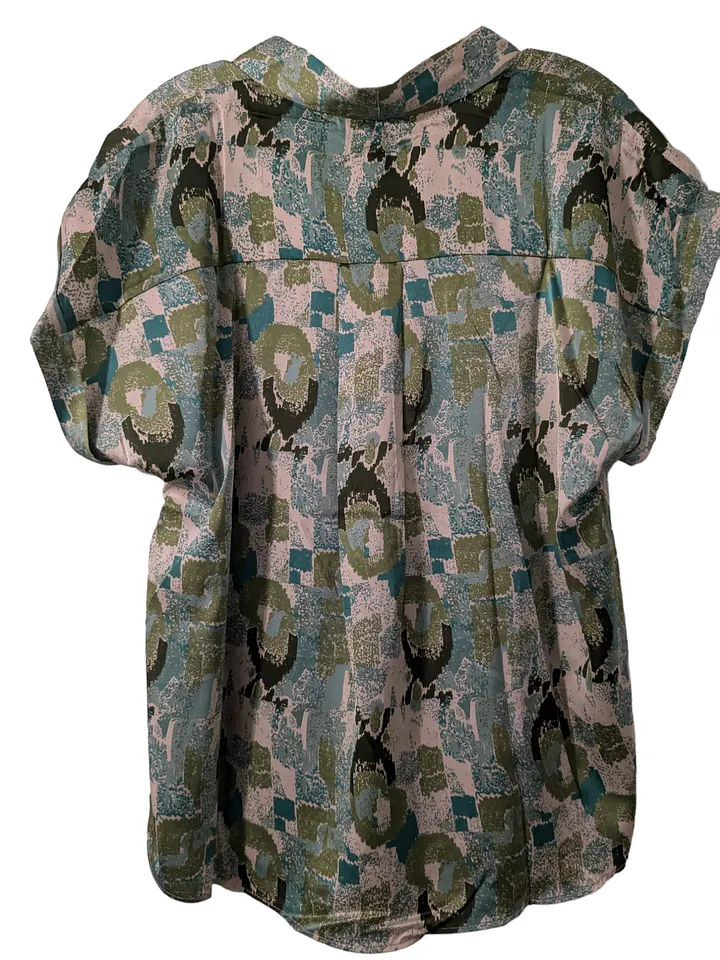 XL Teal and Olive V Neck Collared Short-Sleeve Tee product image (2)