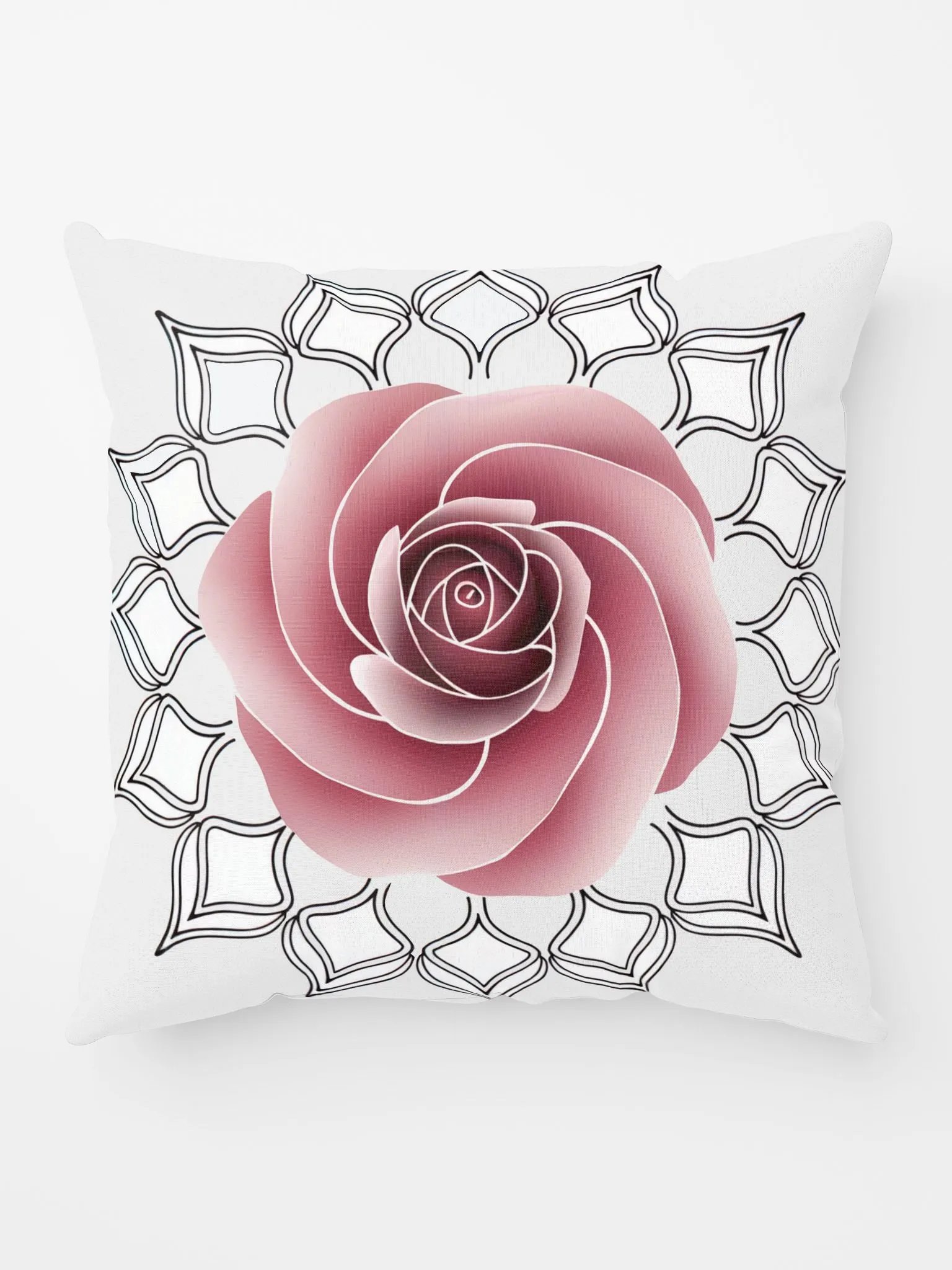 Rose Flower Mandala Throw Pillow - Decorative Floral Mandala Accent Cushion for Living Room & Bedroom product image (1)