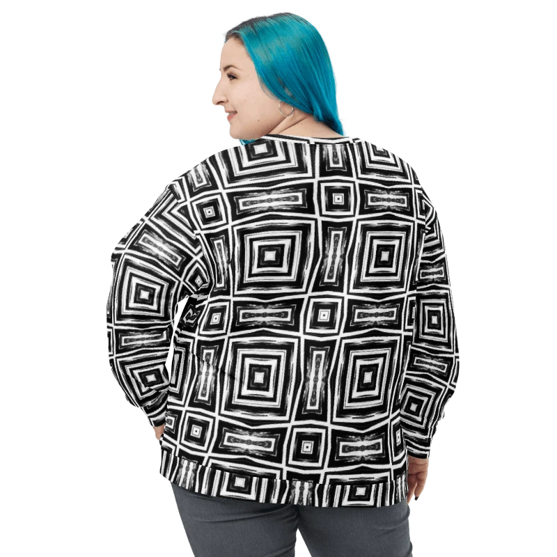 Abstract Monochrome Repeating Pattern Unisex All Over Print Sweatshirt product image (14)