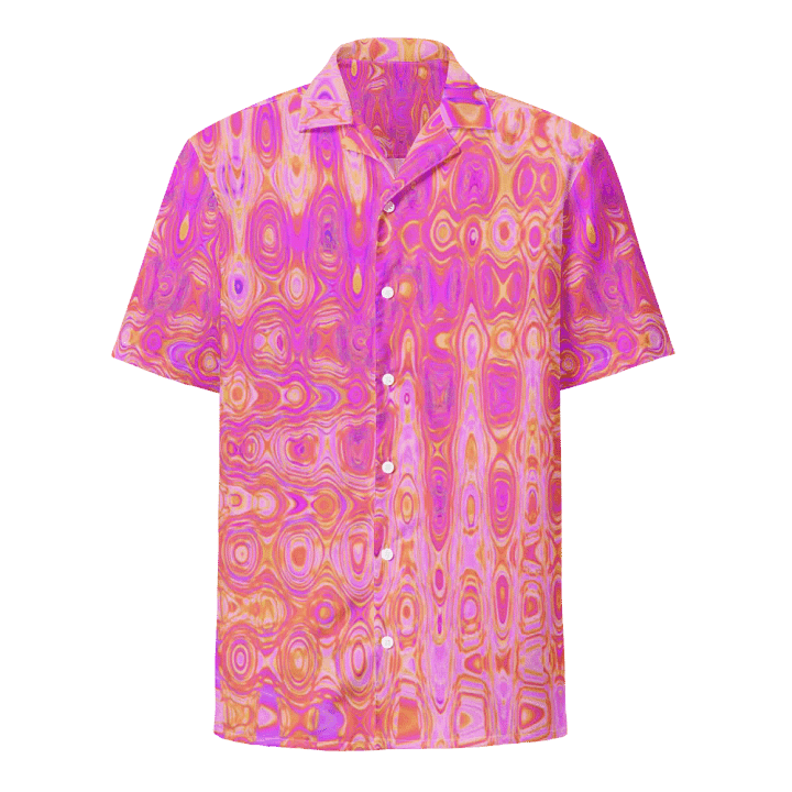 Cool Abstract Pink and Magenta Atomic Retro Zigzags Unisex Button Shirt product image (2)