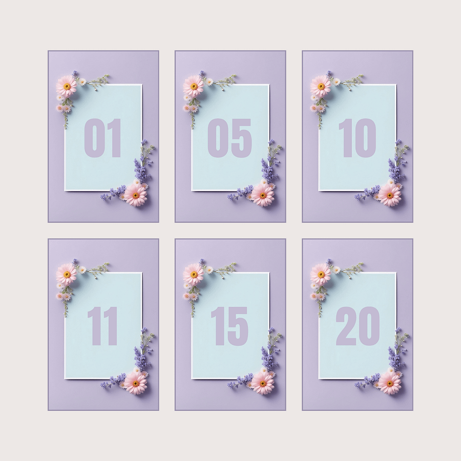 Floral Table Number Card - Dizynai (DTN-13) product image (2)