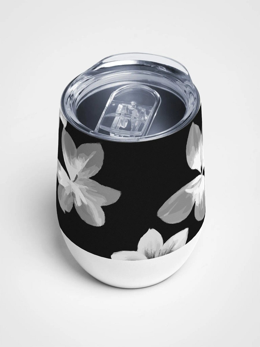 Volcanic Ash Caribbean Flower Print | Wine Tumbler 12oz Double-Wall Vacuum Seal product image (4)