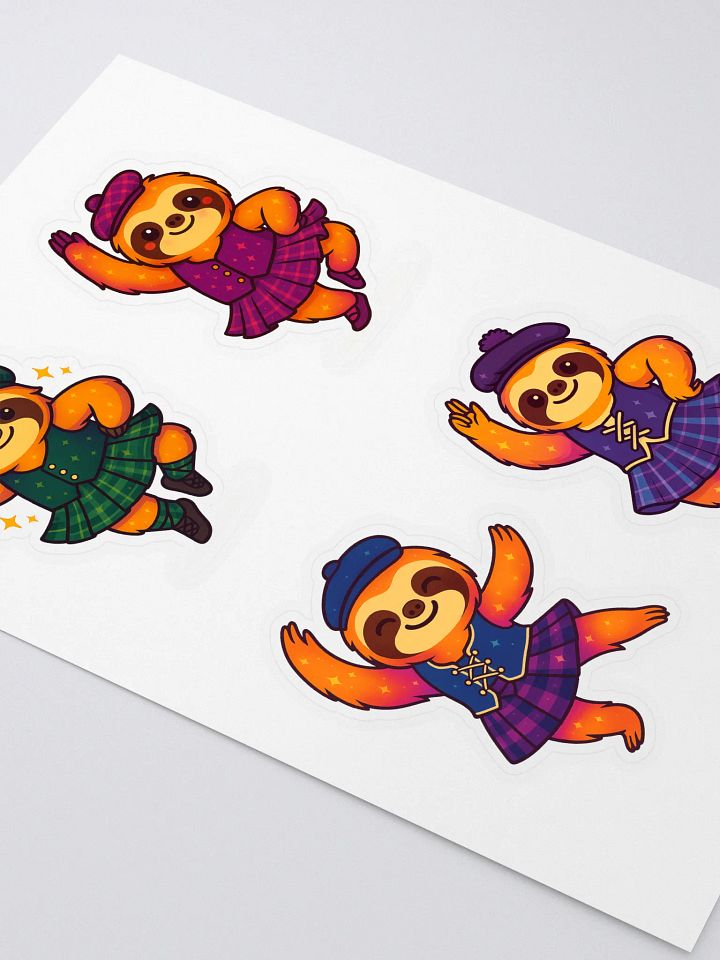 Highland Dance Sloth Sticker Sheet – 4 Cute Scottish Sloth Dancers for Water Bottles, Laptops, Journals & More product image (2)