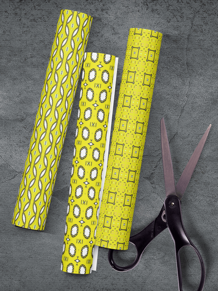 Cheerful Yellow patterned wrapping paper product image (1)