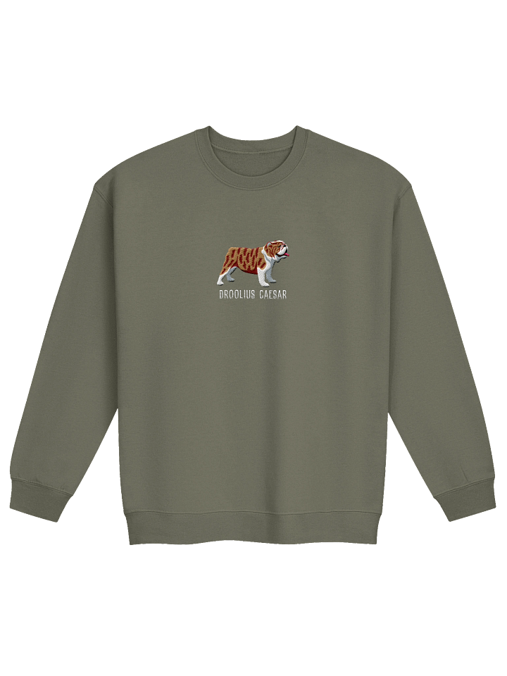 Droolius Caesar Sweatshirt (Embroidered) of an English Bulldog(Brindle & White) product image (17)