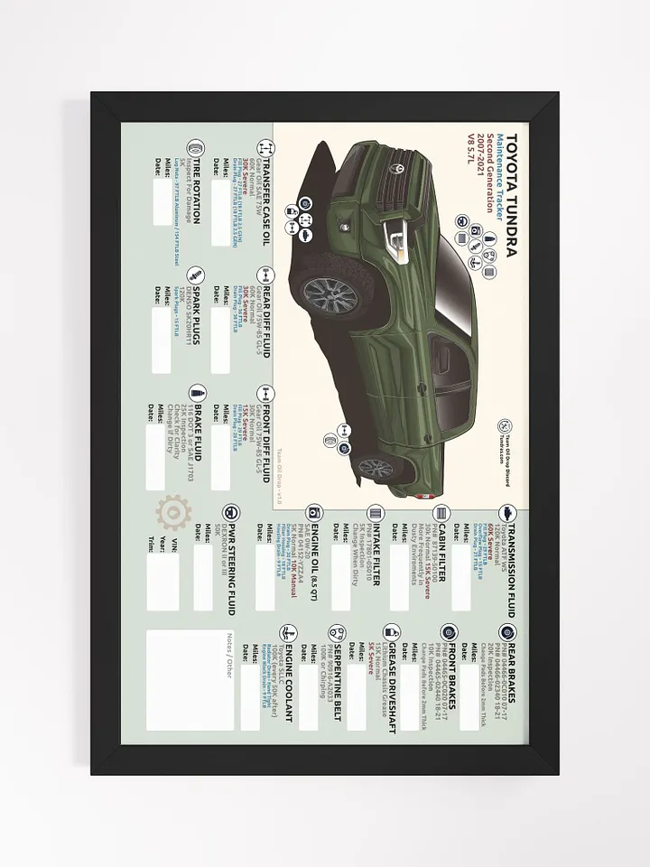2ND GEN TUNDRA MAINTENANCE TRACKER - Spruce (Framed) product image (2)