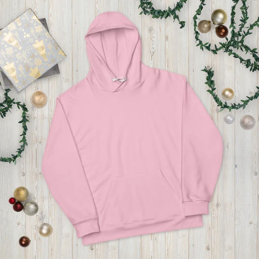 Plain Light Pink Soft Summer Unisex Recycled Polyester Heavyweight Premium Hoodie by Treasure Pie product image (11)