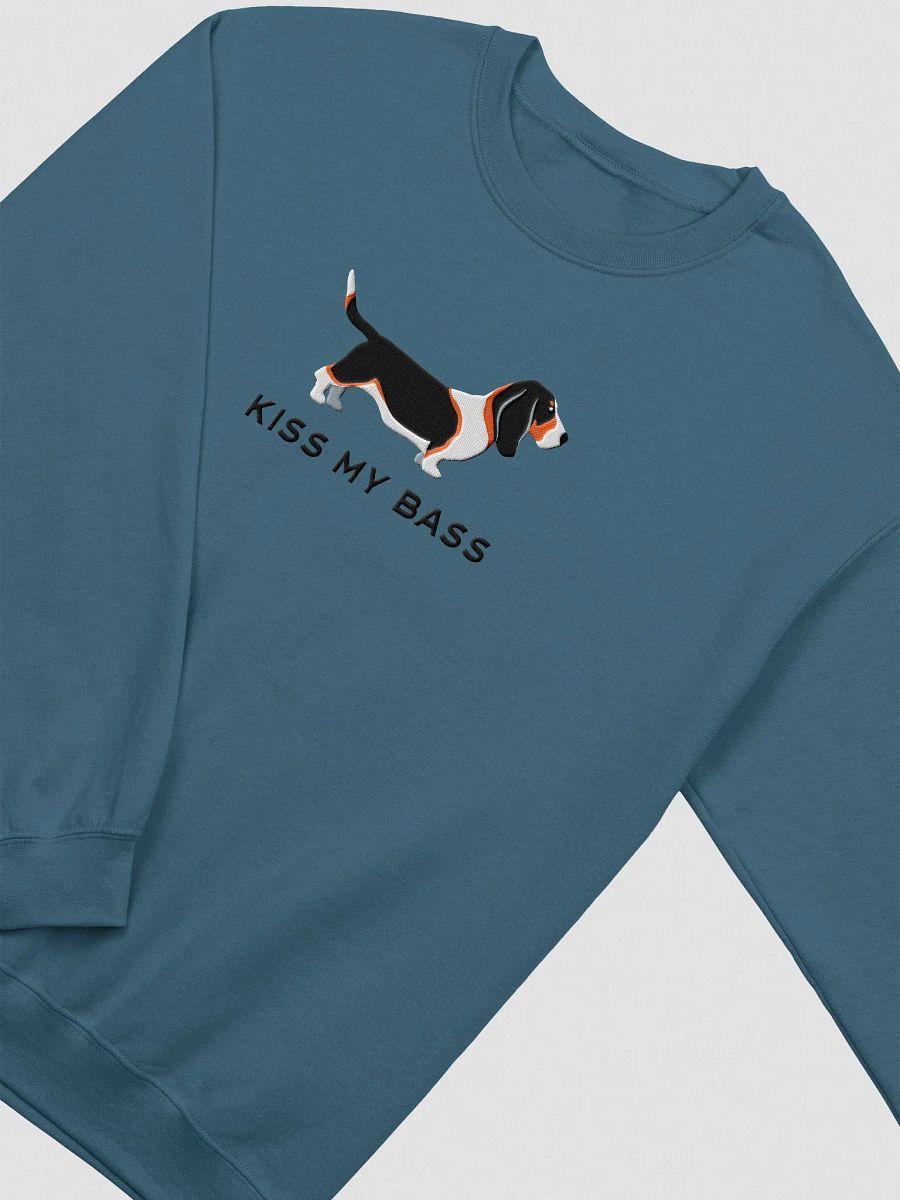 Kiss My Bass Sweatshirt (Embroidered) of a Basset Hound(Tricolor) product image (5)