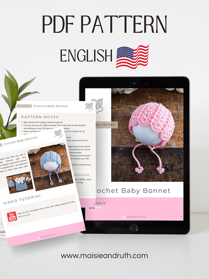 Crochet Pattern: Shell Baby Bonnet product image (2)
