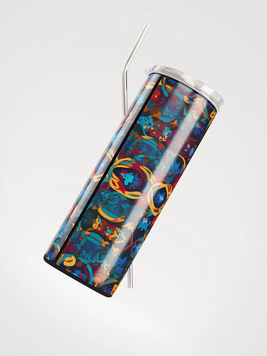 Colorful Pattern, Rich, Deep, Blues, Reds Yellows, and Oranges Skinny Tumbler with Straw, 20oz product image (7)