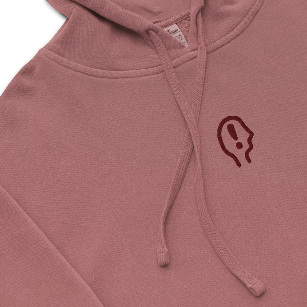 EXCLAIMING MENTALLY (C. maroon) embroidered pigment hoodie product image (1)