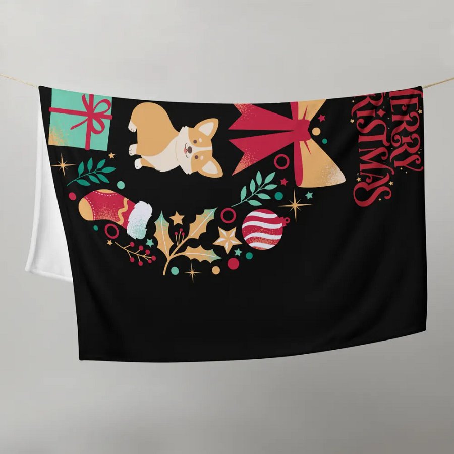 Merry Christmas Corgi Throw Blanket product image (9)