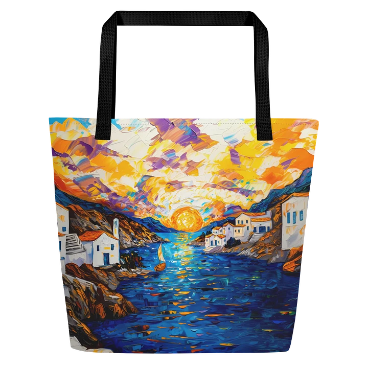 Tote Bag: Mediterranean Life Vibes Ocean Seaside Sunset Fashion Art Style Design product image (1)