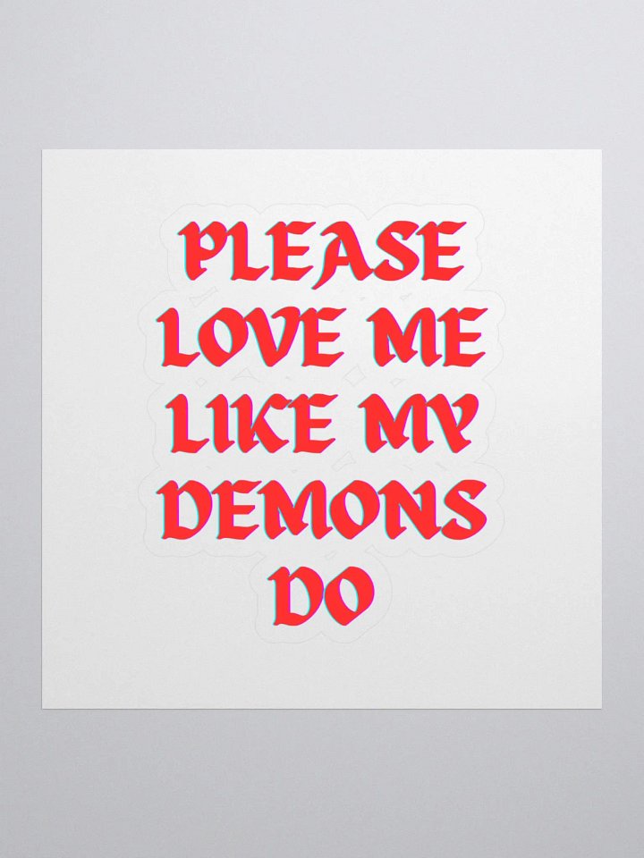 Love Me Plz Kiss Cut Sticker (Red Text) product image (1)
