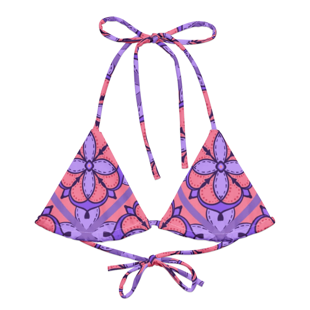 Peach and Lilac Symmetry Pattern String Bikini Top product image (1)