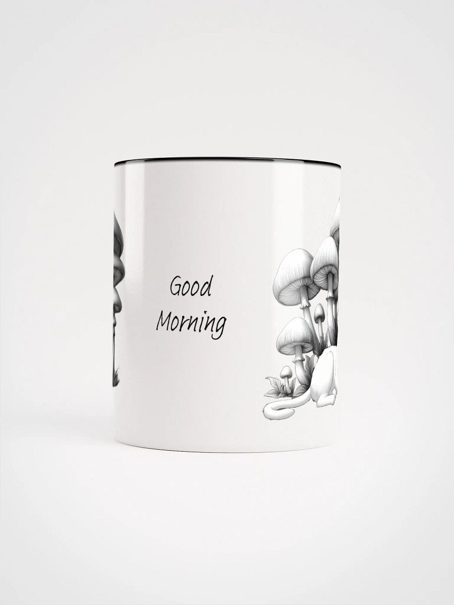 Black Cat and White Cat Resting Under Giant Mushrooms Coloured Mug product image (5)