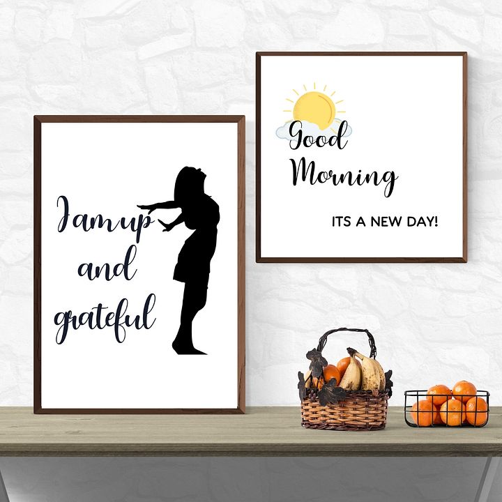 Good Morning & I'm Up And Grateful Printable Wall Art product image (1)