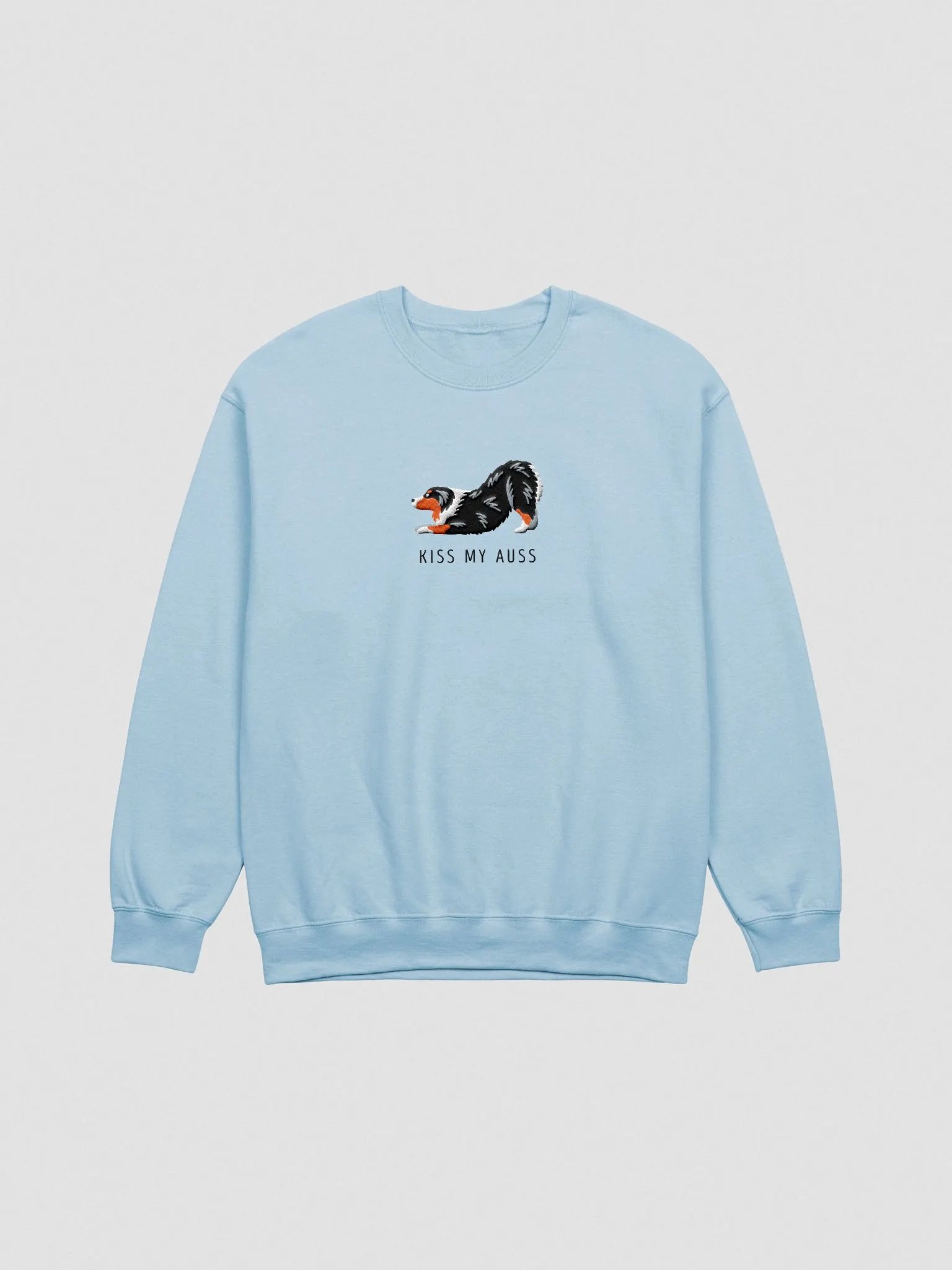 Kiss My Auss(2) Sweatshirt (Embroidered) of an Australian Shepherd(Tricolor) product image (4)